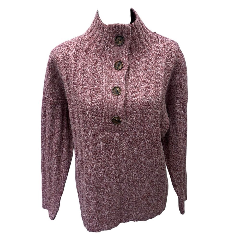 Staccato Sweater Women's Small Red Cable Knit Cozy Long Sleeve Henley Soft
